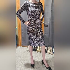 Marc Cain Elegant Colorful Leopard Print Silk Dress